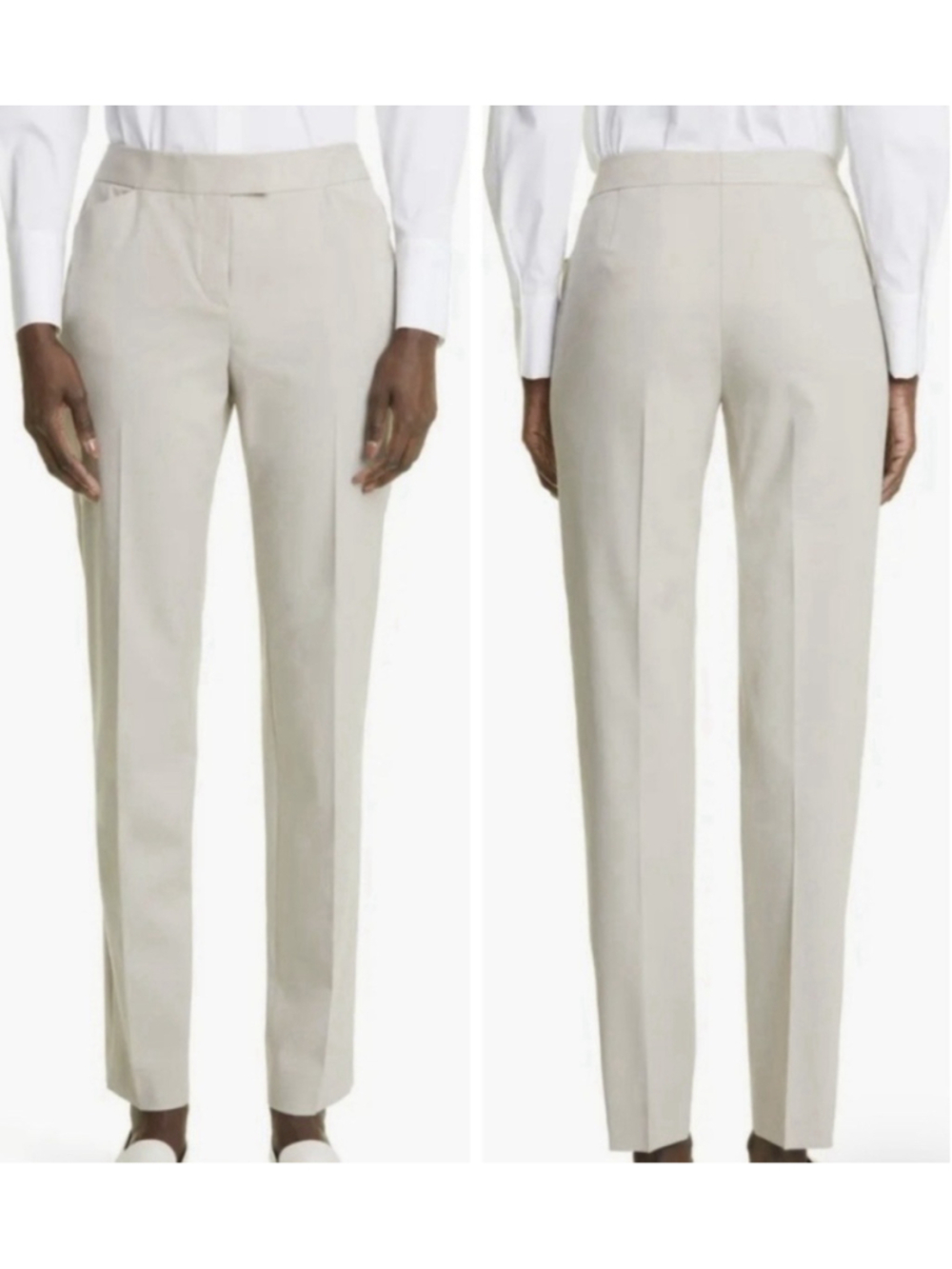 Lafayette 148 New York Irving Virgin Wool Blend Trousers Cream Ivory Sz 6 Office